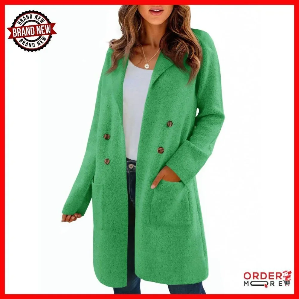 Long Open Front Cardigan Sweater Coatigan Chunky Knit Lapel Blazer